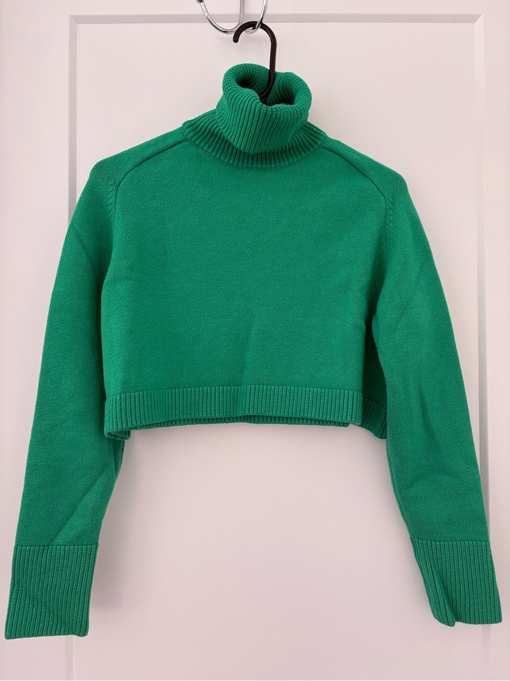 Zara Emerald Green Cropped Turtleneck Sweater